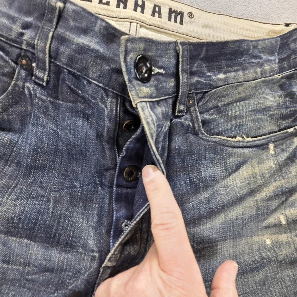Denham Jeans Mens Blue Selvedge FRS Whiskers Honeycomb Thrashed Fits 34x27